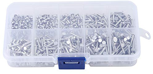 ANKROYU 500 Stück M2 Kuppelkopf Aluminium Blindnietmuttern Sortiment, Flach/Senkkopf Vollmetallnieten Befestigungsset Für Heimwerker (3 Mm–18 Mm)