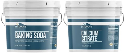 Earthborn Elements Baking Soda and Calcium Citrate Bundle, 1 Gallon Buckets, Cooking & Baking, Household Essentials