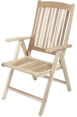 möbelando Hochlehner >Java< in holzfarben aus Teak unbehandelt - 98x58x106cm (LxBxH)