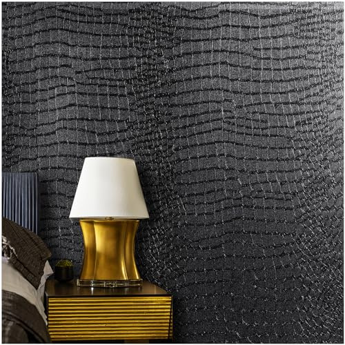 Peel and Stick Wallpaper Black Crocodile Vinyl Wrap Self Adhesive Wallpaper