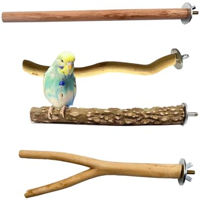 Natur Sitzstangen Set für Vögel, Stehend Vogelkäfig Zubehör, Sitzstangen für Vogelkäfige, Sitzstangen für Wellensittiche, Wellensittich Zubehör, für Wellensittich Kanarienvogel, 4 Stück