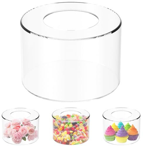 Présentoir à gâteaux en acrylique transparent à remplir - Présentoir à gâteaux rond sans fond - Présentoir à gâteau cylindrique en forme de boîte à dessert - Pour fête, mariage, anniversaire (15 cm)