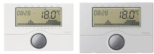Vimar 01910 Cronotermostato Programmabile A Batteria, Bianco, 13 x 10.4 x 2 cm 210 grammi & 01910.20 – Cronotermostato A Batterie Da Parete, Argento