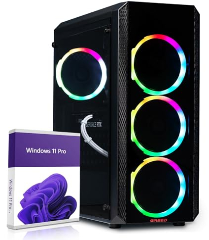 Greed®Mk2 Power - 4K High End Gaming PC Raytracing – AMD Ryzen 7 5700X + Nvidia Geforce RTX 4060 Ti 16GB – computer RGB ultra veloce + desktop da 4,6 GHz – 32 GB DDR4 RAM – 1TB SSD – WLAN + W11 Pro