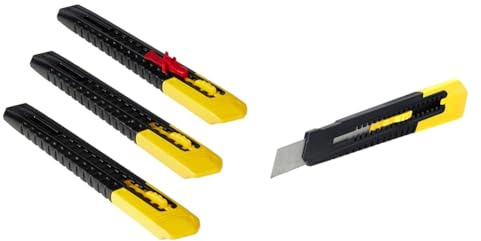 STANLEY 9mm Snap Off Blade Knives (Pack of 3) 2-10-150 & Sm18 Snap Off Blade Knife 0 10 151, Silver