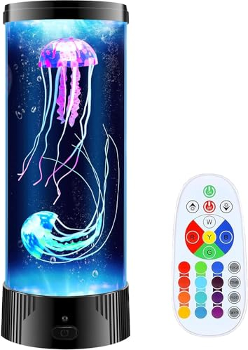 ONXE Elektrische Quallen-Tank-Tischlampe mit 16 Farbwechsel-Lichtern, Geschenk für Kinder, Männer und Frauen, home Deco, Stimmungslicht für das Zimmer zur Entspannung