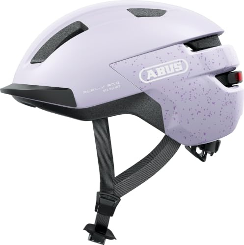 ABUS Fahrradhelm Purl-Y ACE mit LED-Licht – geeignet Fahrten auf E-Bike und S-Pedelec – Trendiger NTA-Schutzhelm für Erwachsene und Jugendliche – Lavendel (Light Lavender), Größe M