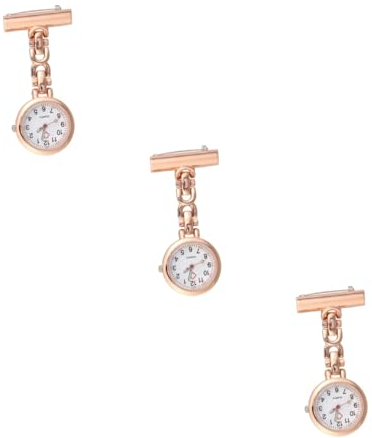WRITWAA 3stücke Krankenschwesteruhr Ansteckuhr Mit Clip Retro Taschenuhr Für Medizinisches Personal Roségold Tragbare Pocket Watch Für Ärzte Und Pflegekräfte Für Einsatz Im