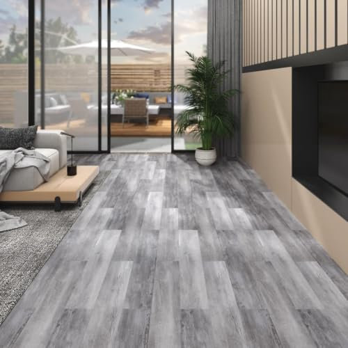 Baumaterialien, Bodenbelag & TeppichPVC Bodenbelag Dielen 5,02m² 2mm Selbstklebend Matt Holz Grau
