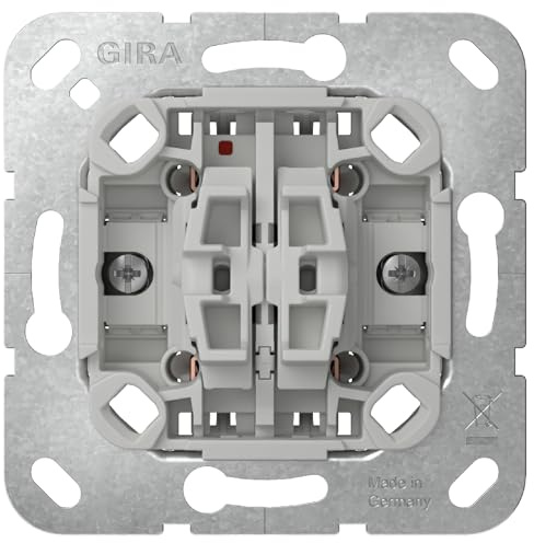 GIRA Wipp‑Jalousieschalter 315900 Einsatz 10 A 250 V~ I elektrisch & mechanisch verriegelt I Sperre gegen doppelseitiges Einschalten I Schwimmende Schaltwippe I Spannungsprüfung von vorn I Thermoplast