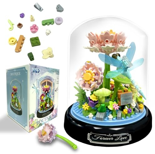 Felicify Flower Bouquet Building Sets, 568pcs Flower Bouquet and Insect Building, Botanical Building Blocks with Cover, Flower Botanical Collection Toy, Gift for Her Mom Wife Girlfriend (Dragonfly)