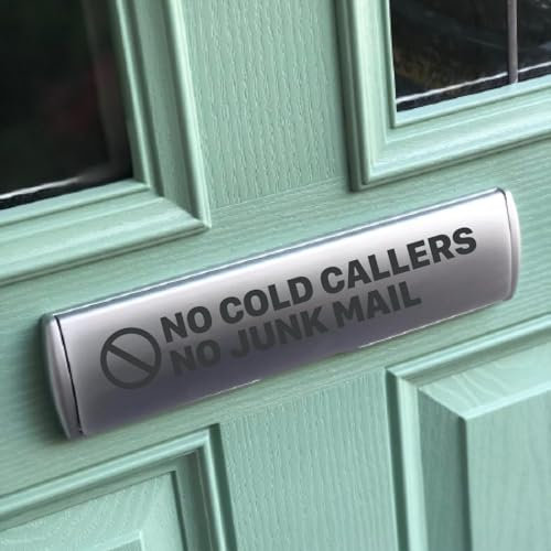 No Cold Callers No Junk Mail - Front Door Letter Box Sticker Self Adhesive Decal (Black)