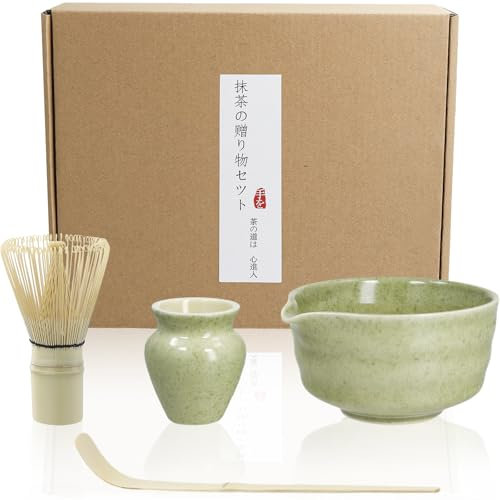 Matcha Set di 4 Frusta per Matcha Agitatore Per Matcha Matcha Kit Cucchiaio Matcha Ciotola con Beccuccio Matcha Whisk Accessori Giapponesi Per La Cerimonia Matcha