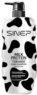 SINEP Professional Milchprotein- und Ceramid-Shampoo, 1000 ml – Für Trockenes & Brüchiges Haar, Feuchtigkeitsspendend, Reparierend & Stärkend – Rosenduft