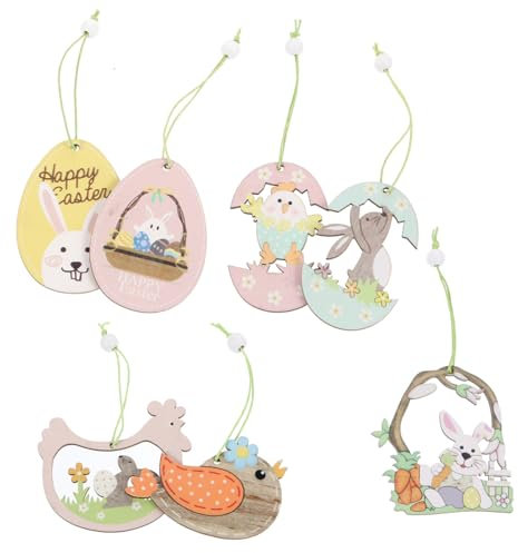 Ciieeo 3 Sätze Osterschmuck Miniatur Osterküken Osterbaumschmuck Ostern Hängender Anhänger Osterbaumkugeln Zwerge Plüsch Vintage Ostern Heimdekoration Groß Anlage REH Holz 14 Stück * 3