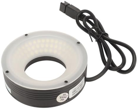 POENVFPO Lampada Circolare a LED per Microscopio, Lampada Circolare a Luce Circolare per Microscopio in Lega di Alluminio Lampada LED per Fotocamera per Microscopio Stereo Binoculare 24V