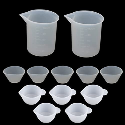 XFUYI 12 Pezzi misurini per miscelazione in Resina e Silicone 100ml 20ml 10ml per Stampo in Resina UV Kit di Strumenti per la creazione di Gioielli in Resina per colata in Silicone