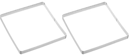 sourcing map Lot de 2 anneaux à gâteau perforés carrés en acier inoxydable de 20 cm - Antiadhésifs - Pour tartelettes - Pour gâteaux, desserts et fruits