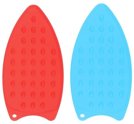 QUARKZMAN 2 Pezzi Tappetino in Silicone per Ferro da Stiro, Tappetino Multiuso Resistente al Calore per Ferro da Stiro, Piastra di Appoggio per Tavola da Stiro, Rosso/Blu