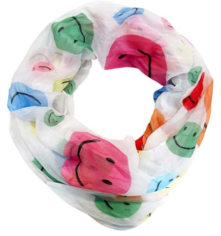 J26 Smiley Loop Schal aus Seidenmischung mit Animal Print Muster Tuch Sommer Frühling Herbst Halstuch Stola Tuch Übergangsschal Seide Silk Smile (Grün Gelb)