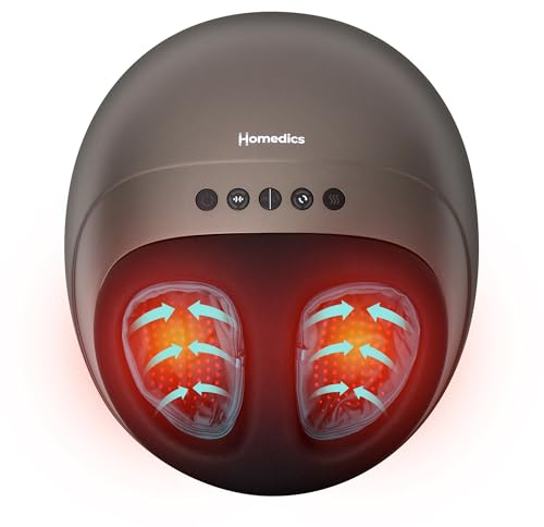Homedics Shiatsu Air Pro Fußmassagegerät mit Luftkompression | Elektrisches Fußmassagegerät, Optionale Wärme, Tiefe Shiatsu-Massage