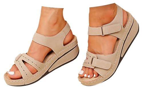 Genérico Sandalias Deportivas Ortopédicas Para Mujer Verano Comodos Plataforma Sandalia de Cuña Moda Elegantes Transpirables Sandalias de Playa Mujer Sandalia para Trekking Caminar