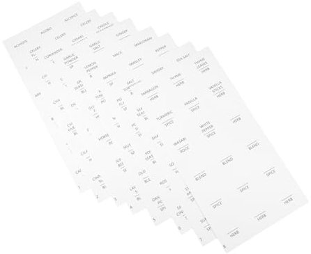 MAGICLULU 8 Hojas Etiquetas de Especias Impermeables Autoadhesivas para Frascos de Cocina Etiquetas Extraíbles para Organizar Condimentos