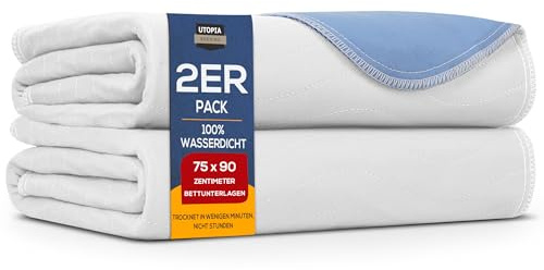 Utopia Bedding Protector De Cama Impermeable Lavable Y Reutilizable para Incontinencia Azul/Blanco, 75 x 90 cm (Paquete de 2)