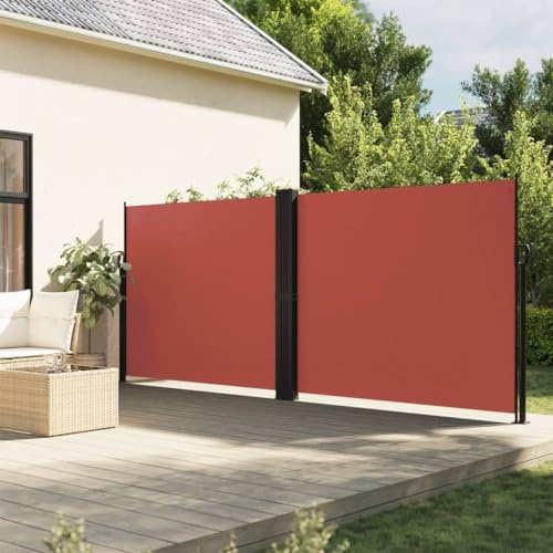 Toldo lateral retráctil para césped y jardín, 180 x 600 cm, color terracota