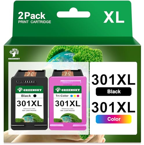 GREENSKY 301 Patrones de impresión Multipack sustitutos para HP 301 XL 301XL Patrones de impresión para HP Envy 4500 5530 4502 5534 5532 4504 DeskJet 2540 1010 1514 1510 2544 2549 OfficeJet 4630 2620