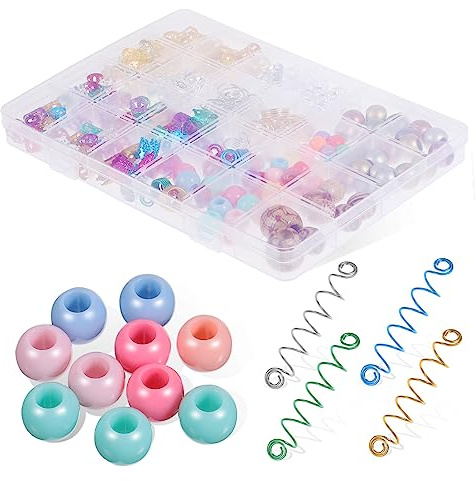 FONDOTIN 278 Stück Dreadlock Zubehör Haarschmuck Für Zöpfe Mit Perlen Und Spiralclips Flexibler Haarschmuck Für Frauen Und Kinder Party Und Hochzeitsfrisuren