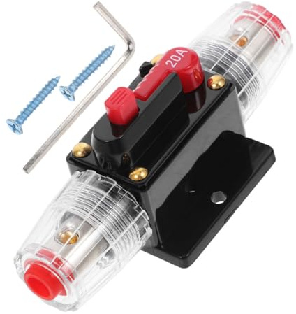 DIYEAH 20a Disjoncteur Ligne pour Systèmes Audio Marins et Électriques à Réarmement Automatique Protège Surcharges et Courts-circuits