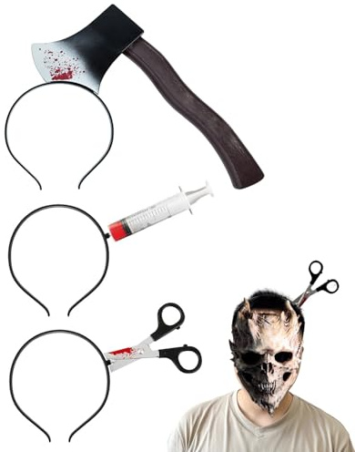 MOPZIJA 3pcs halloween kostüm messer,halloween haarreif messer,Messer im Kopf, Halloween Haarreif, Halloween Haarschmuck für Damen, Halloween Kostüm Accessoire für Herren bei der Halloween Party