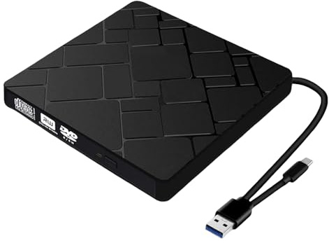 Asukohu Graveur de CD externe USB 3.0 - Vitesse rapide - Pour ordinateur PC - Graveur de CD/DVD externe facile à transporter