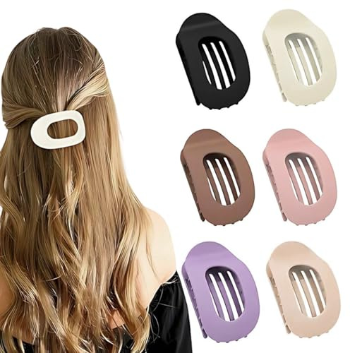 GNALIA Lot De 6 Pinces Plate Cheveux Macaron 9.5Cm Pour Femmes, Bec De Canard Élégant Pour Cheveux Épais Et Fins En Blanc, Noir, Abricot, Rose Pâle, Violet, Marron
