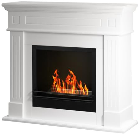 Divina Fire Cambridge Bodenkamin aus Holz, weiß, 110 x 36 x 100 cm