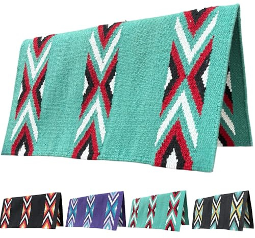 Majestic Ally Western-Satteldecke, Canyon-Diamant-Design, neuseeländische Wolle, handgewebt, 91,4 x 86,4 cm (Türkisrot)
