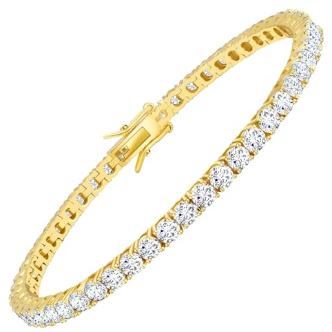 KRKC Tennisarmband für Damen, Wahlweise 3/4/5mm Breite&16,5/17,8/19cm Länge | Mit funkelnden 5A Zirkonia-Steinen, Geschenk für Weihnachten & Valentinstag für Sie, Frauen, Alltag & Business