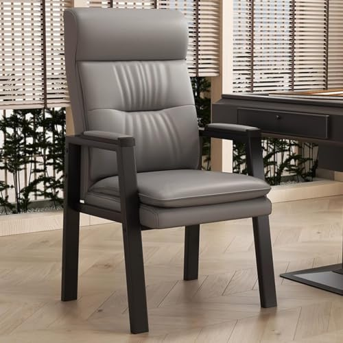Ergonomiskt läder kontor gäststol – mottagning accent fåtölj med metallram för verkställande möte och väntrum snygg sidostol för komfort och stöd