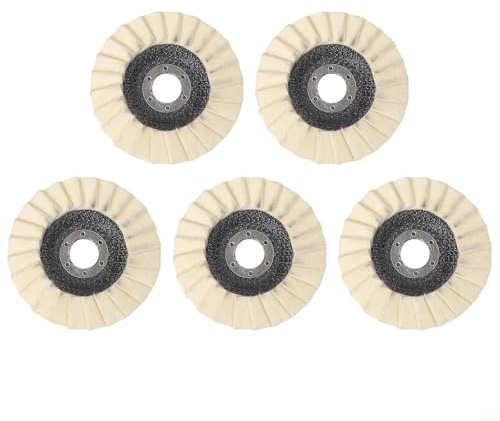 Lot de 5 tampons de polissage en feutre de laine de 115 mm de diamètre pour métal, marbre, bois, meubles, voiture, cirage - Élastiques sans marques de rotation compatibles avec 99-