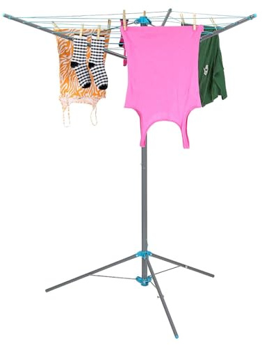 Livhome 18m Clothes Airer 3 Arm Rotary Washing Line, Portable Foldable Freestanding Umbrella Style Drying Rack, Indoor Outdoor Laundry Stand with Stable Frame for Garden, Balcony, Camping or Home Use