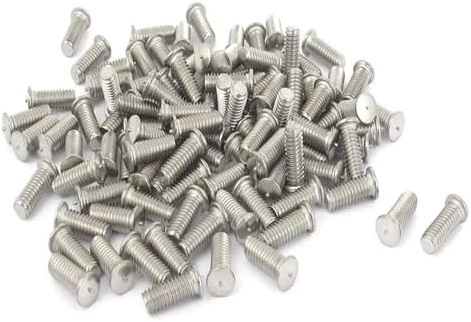 Pernos de soldadura, M4x10mm 304 Stainless Steel Welding Stud Machinery Screws 100Pcs, Silver