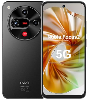 ZTE Nubia Focus 2 5G, Smartphone Libre con IA, 8GB+256GB, Pantalla 6,7 HD+ 120Hz, Cámara 108MP, Batería 5000mAh, Carga Rápida 18W, Android 15, Incluye Funda y Protector, Negro