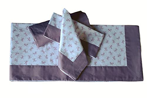 RICAMI FIORENTINI BALDI Completo Letto “Fiocco” Cotone 100% di Ottima qualità. sopra+sotto Angoli+federe. Anche su Misura. Prodotto Artigianale. (Rosa, Matrimoniale Super Maxi)