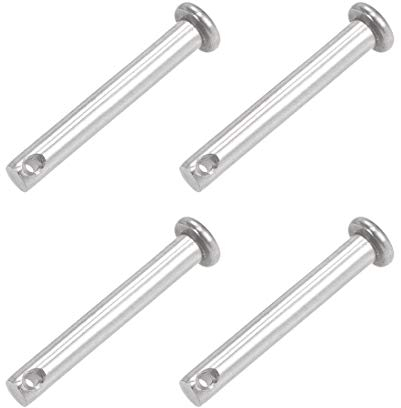 sourcing map 4 Stück Steckbolzen Einloch Gabelkopfstifte Gelenkstift Splintstift Flachekopf 5mm x 35mm aus Edelstahl 304