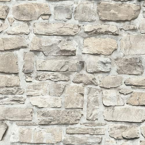 Papier peint brique Papier peint pierre Papier peint imitation pierre Tapisserie imitation brique Tapisserie imitation pierre Papier peint intissé Beige / crème Gris 363702 | Papier peint pas cher