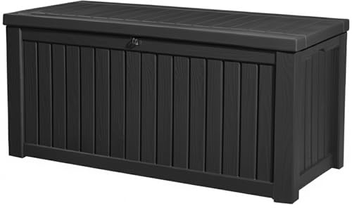 Homeology TUNGSTEN 450 Litre 119 Gallon Waterproof Extra Large Lockable Easy-Open Garden Storage Box in Black