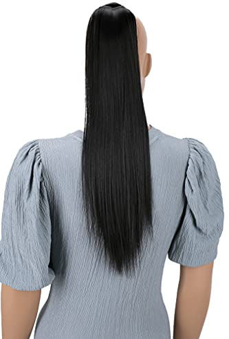 CAISHA Postizo De 60cm Cola De Caballo Fibra Sintética Resistente Al Calor Negro-Marrón HCK11