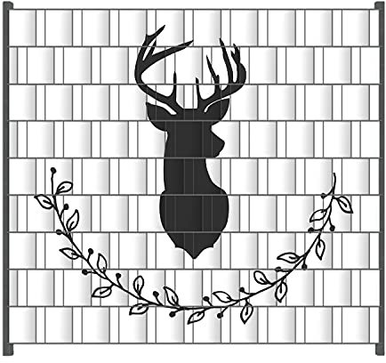 Wallario Zaun Sichtschutz Windschutz für EIN- und Doppelstabmattenzäune in der Größe Breite 2,00m x Höhe 1,80m, Motiv: Schwarze Hirsch Silhouette mit Zweigen - schwarz weiß