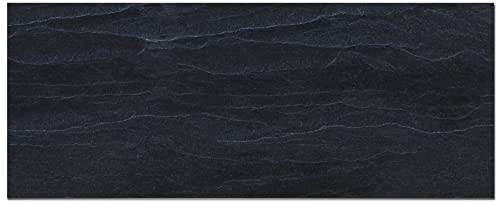 Panorama Frente de Cocina Adhesivo - Modelo Piedra Negra 60x300 cm - Vinilo Protector de Pared para Salpicaduras - Cenefa Decorativa Resistente al Calor y Agua